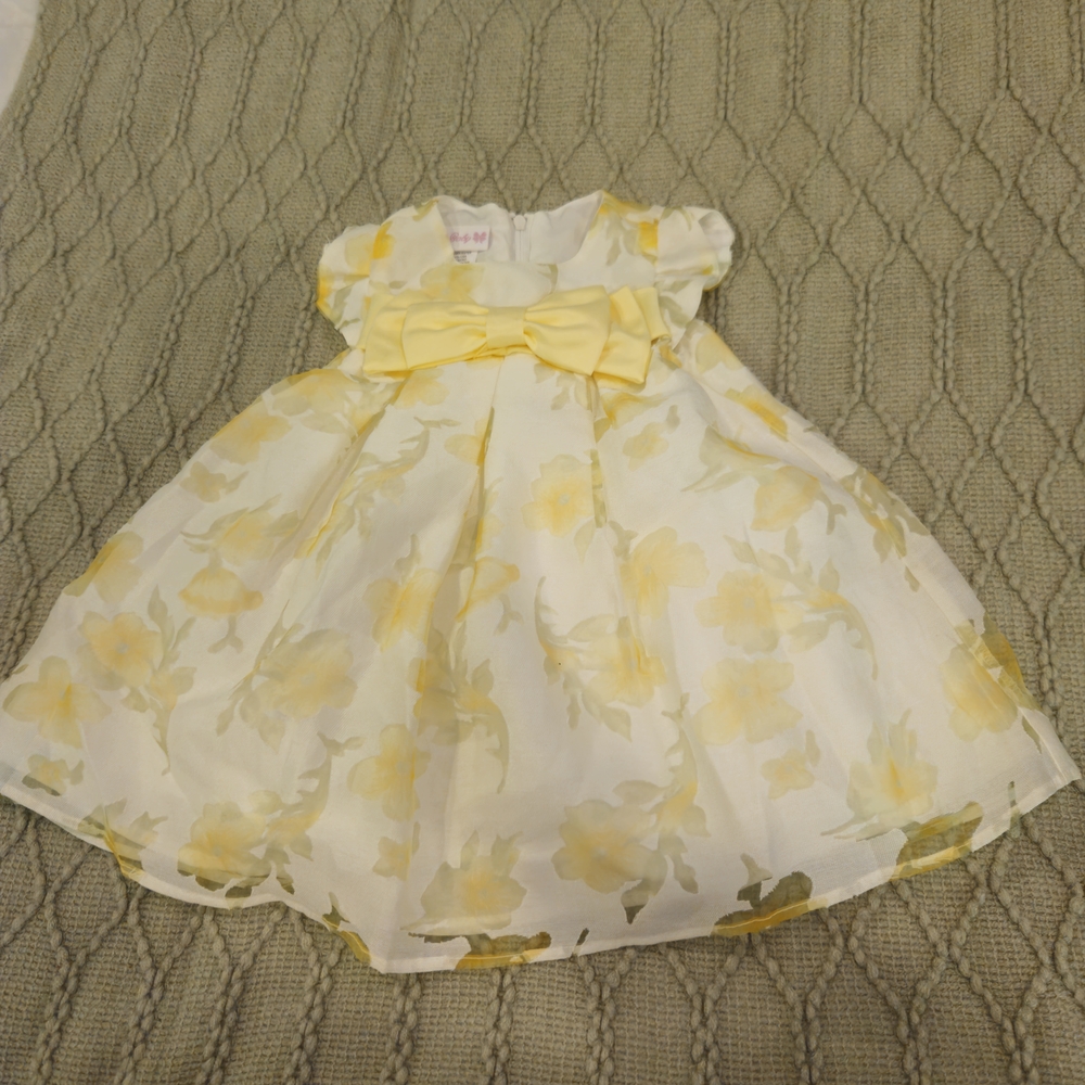 Bonnie Baby Yellow and Cream Floral Dress